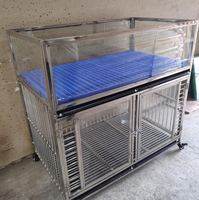 Cage pour chien pliable en verre trempé robuste et acier inoxydable, motif animalier respirant, avec plateau en plastique, pas d'assemblage requis