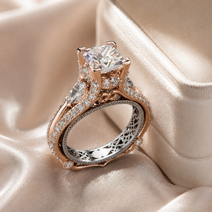 Anello Nuziale Bicolore Vintage con Zirconi per Donne, Elegante Gioiello da Dito alla Moda - Product Image 4