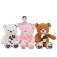 Ours en peluche géant rose avec écharpe 120 CM, grand ours en peluche kawaii, cadeau d'amour pour la Saint-Valentin pour les filles