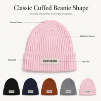 Gorro de Punto Acanalado Personalizado con Logotipo, Gorros de Invierno con Puño para Actividades al Aire Libre y Uniformes de Personal, Gorro de Punto de Marca Privada