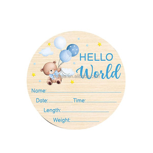 Panneau d'<span class=keywords><strong>annonce</strong></span> de naissance pour bébé, disques de signes d'importance 'Bonjour le Monde', cadeaux de <span class=keywords><strong>grossesse</strong></span> et de baby shower, accessoires photo pour nouveau-né - Product Image 1