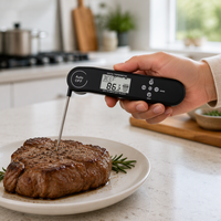 Termometer Daging Digital Bacaan Instan Lipat dengan Probe Baja Tahan Karat Layar LCD 1 ° C Accuracy IP66 Tahan Air untuk Dapur BBQ