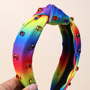 Cn बड़े कपड़े धनुष बंधन हेयरबैंड इंद्रधनुष ग्रेडिएंट हेडबैंड महिलाओं पूर्ण गैंडे बाल लूप सहायक - Product Image 2