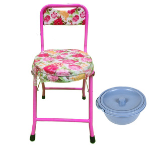 Covered <b>Commode</b> <b>Chair</b> Foldable With Lid For Elderly Disabled Pregnant Women Pink Steel Pipe 22mm - Product Image 2