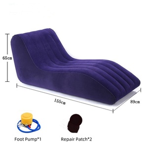 Canapé gonflable extensible en PVC 155*89*65 CM rouge et bleu avec pompe à pied - Product Image 4