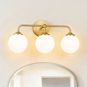 Modern Wall Mount Mirror Lamp Led Bathroom Vanity <b>Lighting</b> Metal Body Three Globe Fixture - Product Image 1