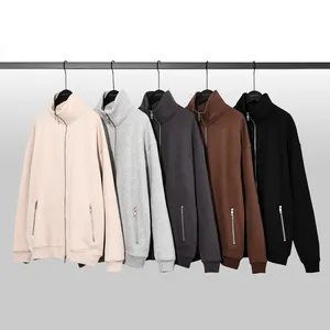 two way double zipper cotton blank full zip up hoodie custom men's zipped jacket hoodie with zipper pockets