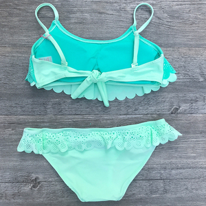 High quality solid color kids swimwear hollow ruffles <strong>little</strong> <strong>girls</strong> set bikini <strong>thong</strong> - Product Image 2