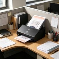 Escáner de Documentos Profesional Can-on DR-C240, Escaneo Dúplex A4, Compatible con Tarjetas de Identificación, Pasaportes, Facturas, Digitalización de Archivos
