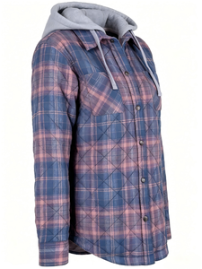 Chemise à carreaux pour <span class=keywords><strong>femme</strong></span> printemps-automne, chemise en flanelle à capuche, chemise chaude pour <span class=keywords><strong>femme</strong></span>, chemise décontractée tendance pour <span class=keywords><strong>femme</strong></span>, boutonnée - Product Image 2