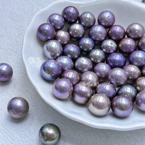 Muses Jewels - Meilleures ventes - Perles d'eau douce naturelles violettes de 11 mm à 12 mm - Paire assortie - Perles nues sans trou - Perlas Naturales - Product Image 4