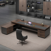 Bureau de direction moderne de luxe avec armoire latérale - Table de PDG haut de gamme pour grand espace de travail