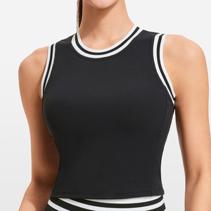Date Logo Personnalisé S-3XL Femmes Golf Tennis Porter Rayé Rembourré Débardeur Yoga Actif Padel Pickleball Top - Product Image 4
