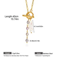 Collier de perles d'eau douce avec chaîne à maillons trombone, fermoir à bascule, perle baroque et pendentif en pierre naturelle pour femme