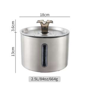 เครื่องให้น้ำสัตว์เลี้ยงแบบน้ำพุ ขนาด 2.5 ลิตร ตัวเครื่องสแตนเลส พร้อมไส้กรอง 3 ชั้น ระดับ IPX8 จากเซินเจิ้น - Product Image 6