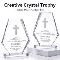 Trophée en cristal transparent personnalisé, nouveau design, grande surface de gravure, base en cristal transparent, récompense pour les réalisations professionnelles et l'excellence