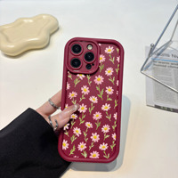 Coque de téléphone portable Dropshipping Fleurs Roses pour iPhone 16 15 17 Air Pro Max, Coque Arrière Givrée Antichoc Couleur Bonbon