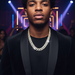 Dazzling Adorable Fully <b>Iced</b> <b>Out</b> Round and Baguette Diamond Miami Cuban Link <b>Chain</b> in Hip Hop Style - Product Image 3