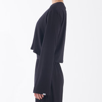 T-shirt basique à manches longues et col rond pour femme en noir