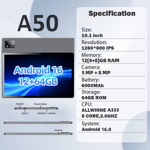 Tablet <span class=keywords><strong>PC</strong></span> Aziendale Android 16 OS A333 Octa Core con Schermo <span class=keywords><strong>Touch</strong></span> IPS HD da 10.1 Pollici, 4GB RAM, 64GB ROM, <span class=keywords><strong>per</strong></span> Adulti - Vendita Calda - Product Image 2