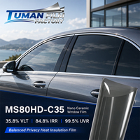 Film de fenêtre en céramique nano titane carbure Tuman Dark Privacy pour vitres latérales de voiture 35,8% VLT Isolation thermique UVR 99,5% IRR 84,8%