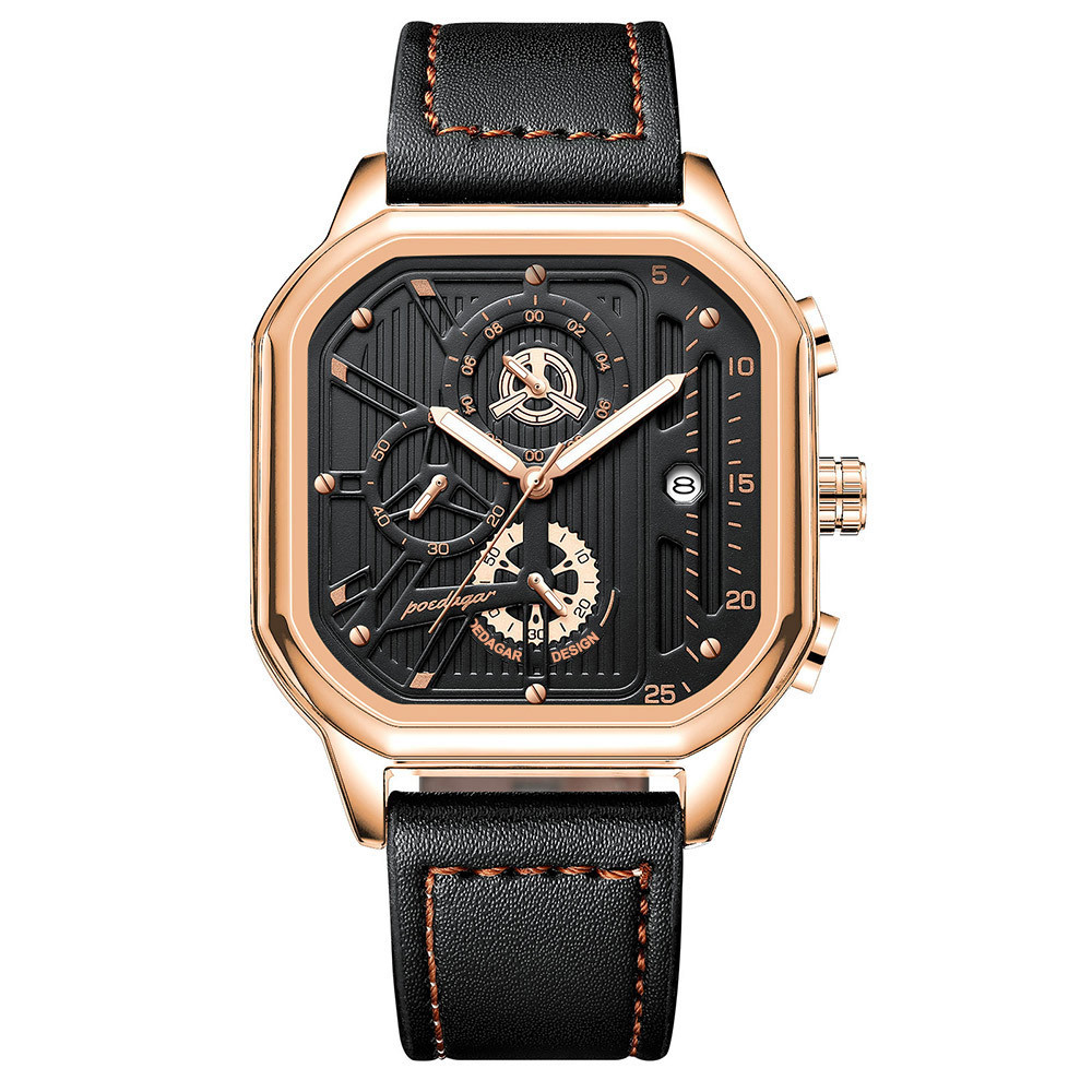 Gold Case Black Dial Leather Band