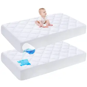 Paquete de 2 sábanas para cuna, protector de colchón ajustado para bebé, sábanas impermeables para ropa de cama de bebé