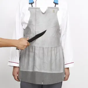वध घर समायोज्य पट्टा प्रकार कट प्रतिरोधी धातु स्टेनलेस स्टील सुरक्षा एप्रन पोशाक कपड़ा