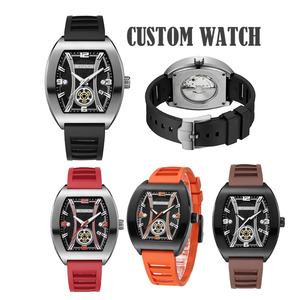 Montres automatiques avec tourbillon, style boîtier tonneau, bracelet en caoutchouc, montres mécaniques pour hommes, livraison gratuite - Product Image 3