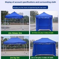 Carpa de Jardín con Cuatro Patas de Hierro, Toldo Transparente Reforzado, Plegable y Retráctil, con Logotipo para Grandes Eventos