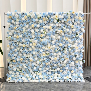 Pared Floral Enrollable de Seda Artificial Azul Claro para Decoración de Bodas, Pared de Rosas para Halloween y el Día del Padre - Product Image 1