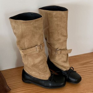 Botas de moda con lazo y puntada, estilo coreano, diseño retro de media caña, botas de ballet con punta cuadrada y lazo, botas de tacón alto. - Product Image 5