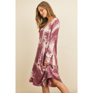Abito midi tie-dye con scollo a V e orlo arrotondato - Product Image 3