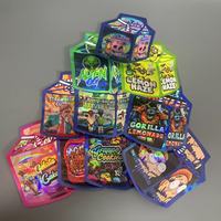 Snelle verzending, kleine minimale bestelhoeveelheid, glanzende afwerking, gevormde ritssluitertassen, verpakking voor kauwgom, fruitgummies, voedselveilig, diverse designs, op voorraad