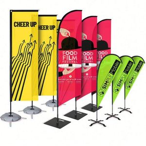 Juego de Banderas de Plumas Personalizadas para Exteriores de 50*200cm con Asta de Fibra de Vidrio y Bolsa de Agua en Forma de Cuchilla, Completo - Product Image 4