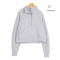 Veste polaire respirante pour femme, coupe classique, avec appliqué personnalisé en strass imprimé, col montant, demi-zip, pour yoga, gym et entraînement