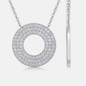 สร้อยคอเงินแท้ S925 ประดับเพชรโมอิสซาไนต์ทรงวงกลม: ดีไซน์โดนัทเรียบง่าย ปรับขนาดได้ สร้อยคอเครื่องประดับชั้นดี - Product Image 3
