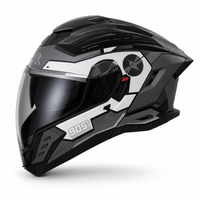 Casque de moto intégral en ABS, casque de conduite noir et rouge avec visière transparente, respirant, coupe-vent, pour les trajets quotidiens