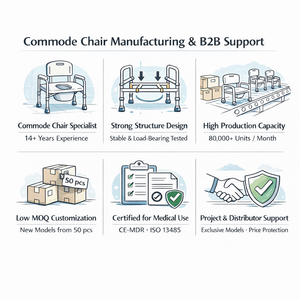 नर्सिंग और होम केयर के लिए चिकित्सा पुनर्क्लिनिंग शौचालय की कुर्सी, पुनर्वास उपकरण ओडेम फैक्ट्री मूल्य - Product Image 6