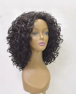 아프리카 여자를 위한 까만 색깔 Afro 꼬부라진 Pixie 가발 고급 열 친절한 합성 머리 기계는 중간 고별 만들었습니다