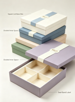 Boîte cadeau en carton gris épaissi, écologique et réutilisable, avec couvercle intérieur en grille et joint décoratif pour l'emballage