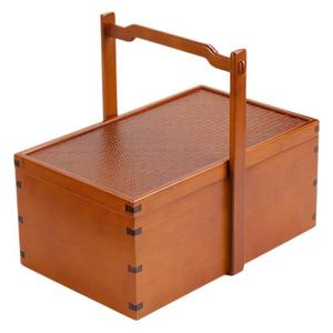 Boîte alimentaire rectangulaire en bambou, portable, pour le thé, panier de pique-nique, coffret cadeau du Nouvel An chinois - Product Image 5