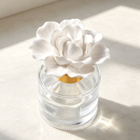 Diffuseur de parfum d'ambiance de luxe 100 ml en verre avec pierre aromatique florale en céramique et porcelaine, parfum d'intérieur à base d'huile et de roseaux