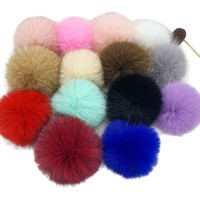 Pompon en fourrure brodé style renard de 12 cm, boule moelleuse pour décoration de bagages, vêtements, chaussures, chapeaux, accessoires et garnitures