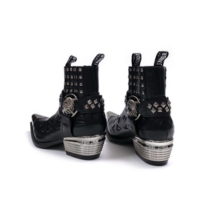 Nouvelles bottes de cowboy western pour hommes, bottes courtes à embout métallique, rivets rétro, cuir microfibre, bout pointu, semelle en caoutchouc, style <span class=keywords><strong>punk</strong></span> <span class=keywords><strong>Chelsea</strong></span> - Product Image 3