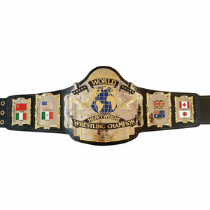 Cinturón de campeonato WF Hogan 87 chapado en oro cuero auténtico - Product Image 1