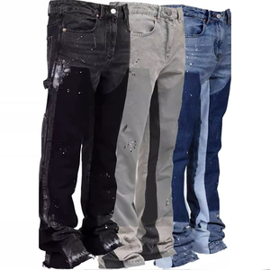 Dropshipping <b>Men</b> Punk High Street Y2K Biker <b>Stretch</b> Bootcut Flared Denim Jeans Pants - Product Image 2