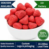 OEM 100% natuurlijke gevriesdroogde aardbeien in bulk, vacuüm verpakt, FD-droogproces, gedroogde groenten, gedroogd fruit