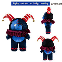 Peluche personnalisée de luxe, ours clown gothique sombre, jouet en peluche personnalisable, poupée en peluche cousue