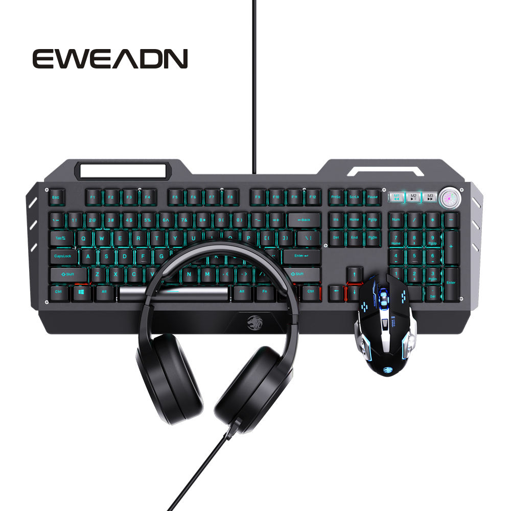 Black+mechanical macro mouse+earphone